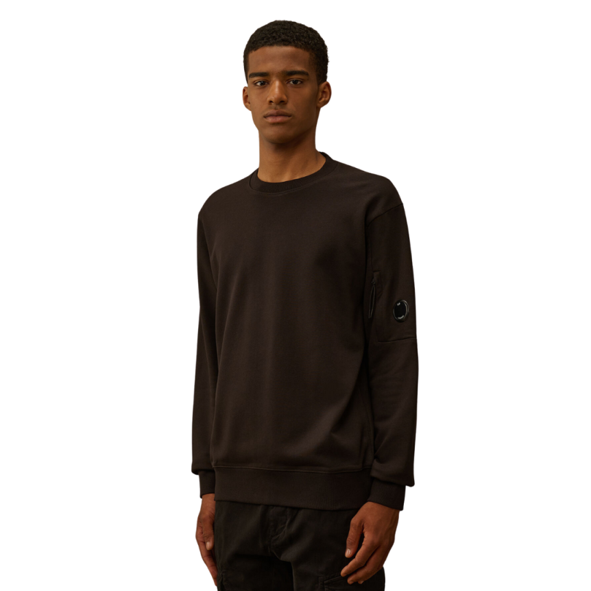 Sweat-shirt CP COMPANY col rond polaire coton diagonal relief noir