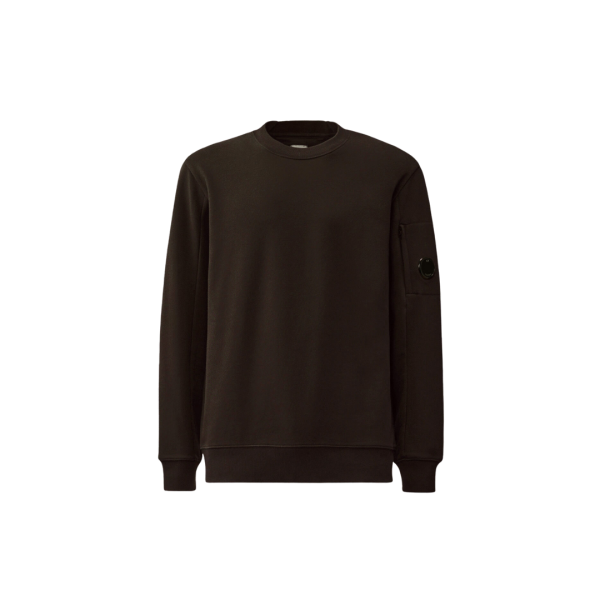 Sweat-shirt CP COMPANY col rond polaire coton diagonal relief noir