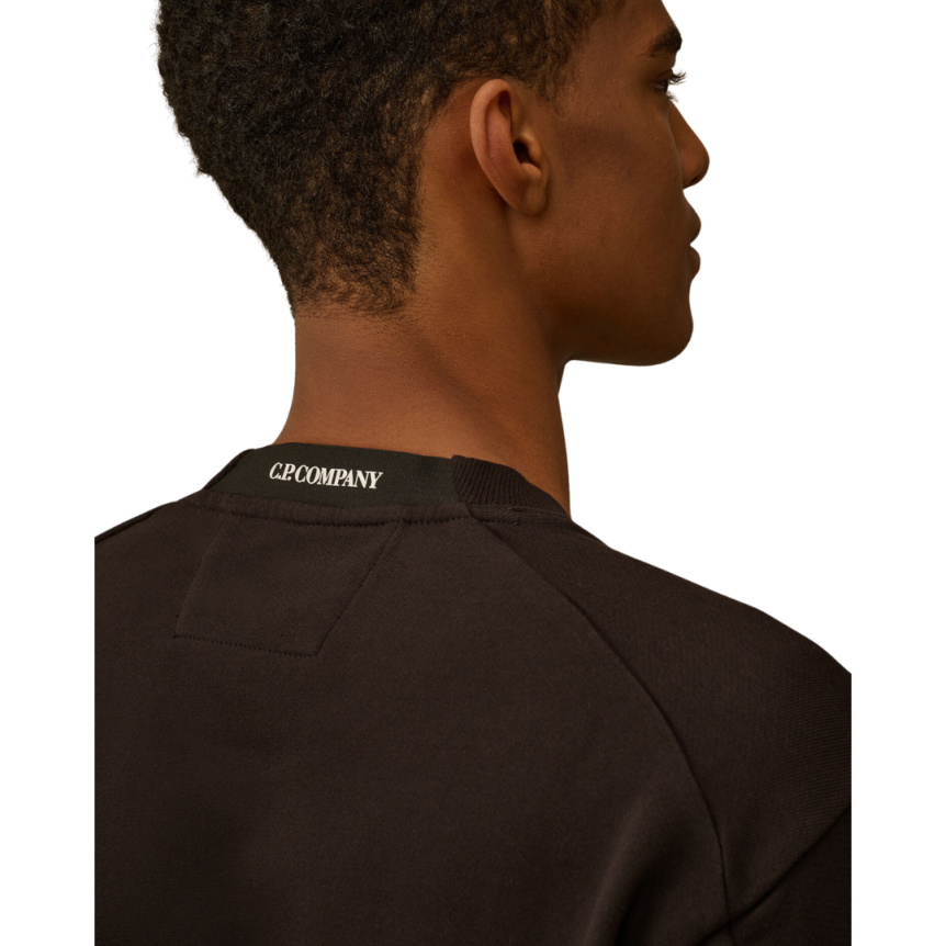 Sweat-shirt CP COMPANY col rond polaire coton diagonal relief noir