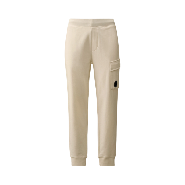Pantalon survêtement CP COMPANY coton molleton relief diagonal blanc