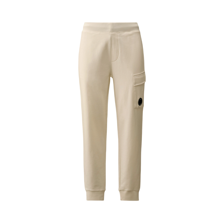 Pantalon survêtement CP COMPANY coton molleton relief diagonal blanc