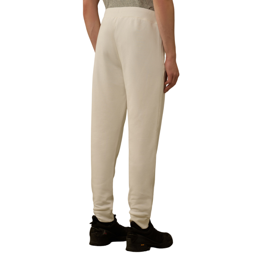 Pantalon survêtement CP COMPANY coton molleton relief diagonal blanc