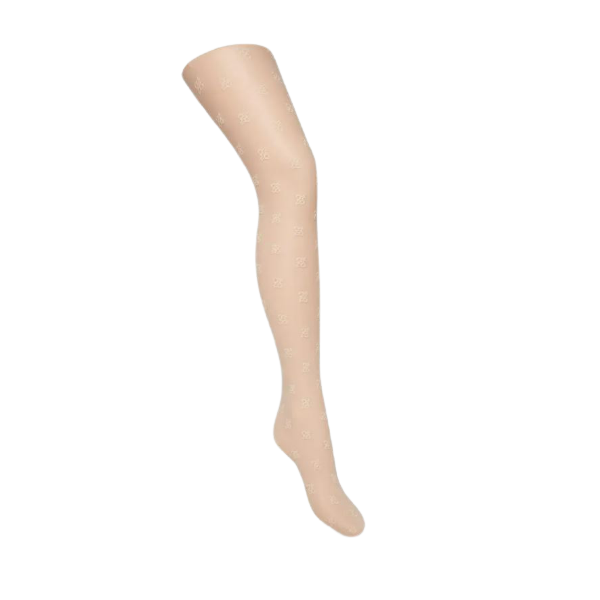 Collants motif FF Karligraphy nylon beige rosé