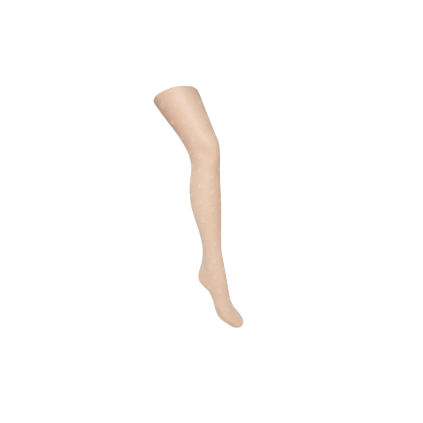 Collants motif FF Karligraphy nylon beige rosé