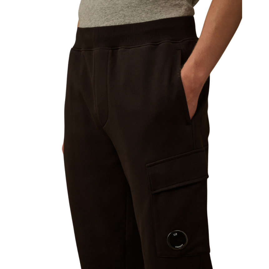 Pantalon survêtement CP COMPANY coton molleton relief diagonal noir