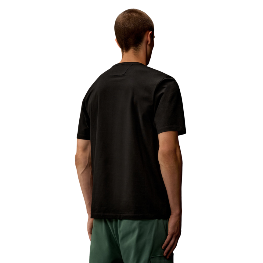 T-shirt CP COMPANY col rond manche courte jersey coton noir logo carré Metropolis Collection
