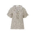 Top blouse manche courte crêpe chine soie bio écru pois noir