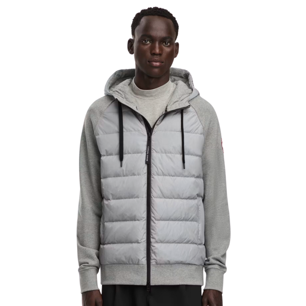 Sweat à capuche zippé veste CANADA GOOSE HyBridge® Huron bi matière coton gris clair