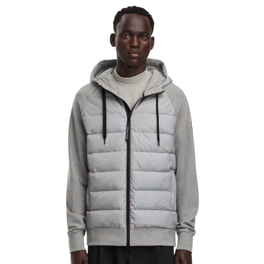 Sweat à capuche zippé veste CANADA GOOSE HyBridge® Huron bi matière coton gris clair