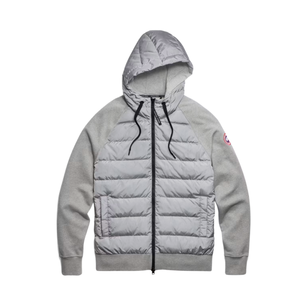 Sweat à capuche zippé veste CANADA GOOSE HyBridge® Huron bi matière coton gris clair