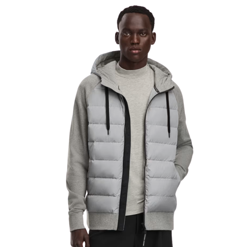 Sweat à capuche zippé veste CANADA GOOSE HyBridge® Huron bi matière coton gris clair