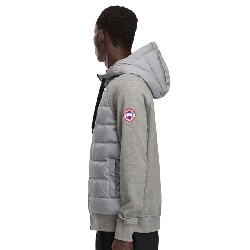 Sweat à capuche zippé veste CANADA GOOSE HyBridge® Huron bi matière coton gris clair