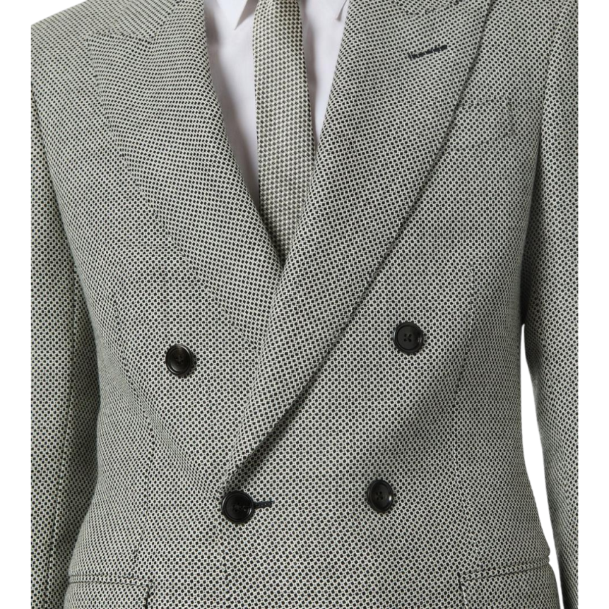 Veste croisée de costume TOM FORD laine vierge micro caviar gris