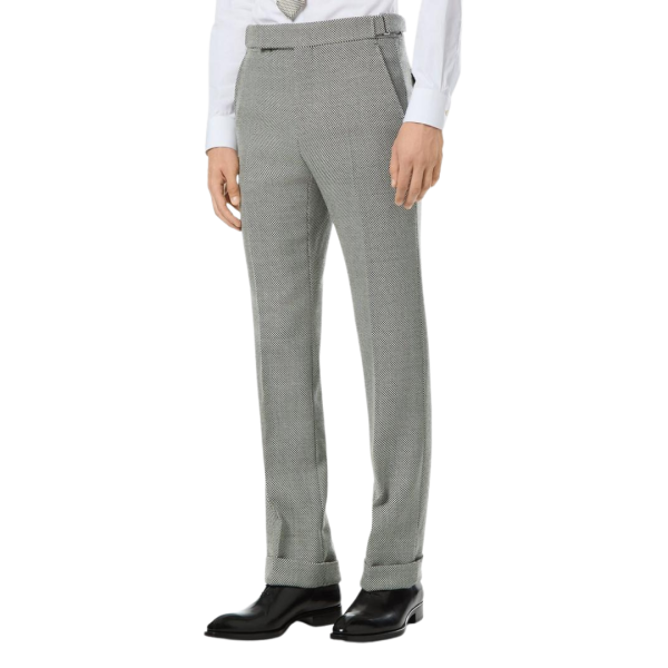 Pantalon de costume TOM FORD laine vierge micro caviar gris