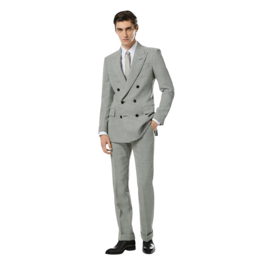 Pantalon de costume TOM FORD laine vierge micro caviar gris