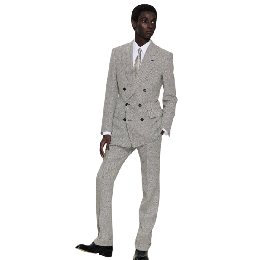 Pantalon de costume TOM FORD laine vierge micro caviar gris