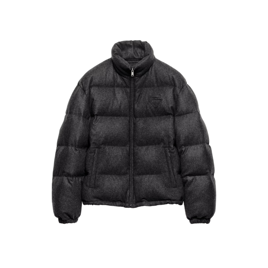 Doudoune PRADA cachemire recyclé flanelle gris anthracite