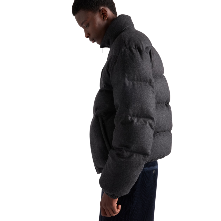 Doudoune PRADA cachemire recyclé flanelle gris anthracite