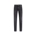 Pantalon jean denim coton gris anthracite logo broderie