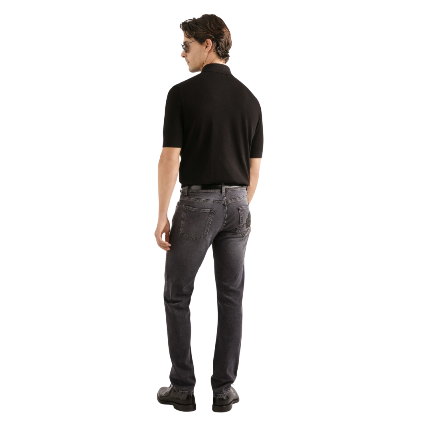 Pantalon jean DOLCE & GABBANA denim coton gris anthracite logo broderie