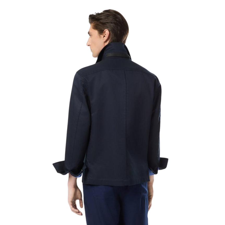 Surchemise sergé TOM FORD coton bleu marine poches plaquées rabat poitrine