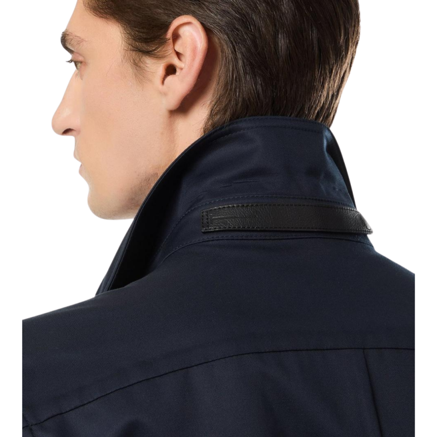 Surchemise sergé TOM FORD coton bleu marine poches plaquées rabat poitrine