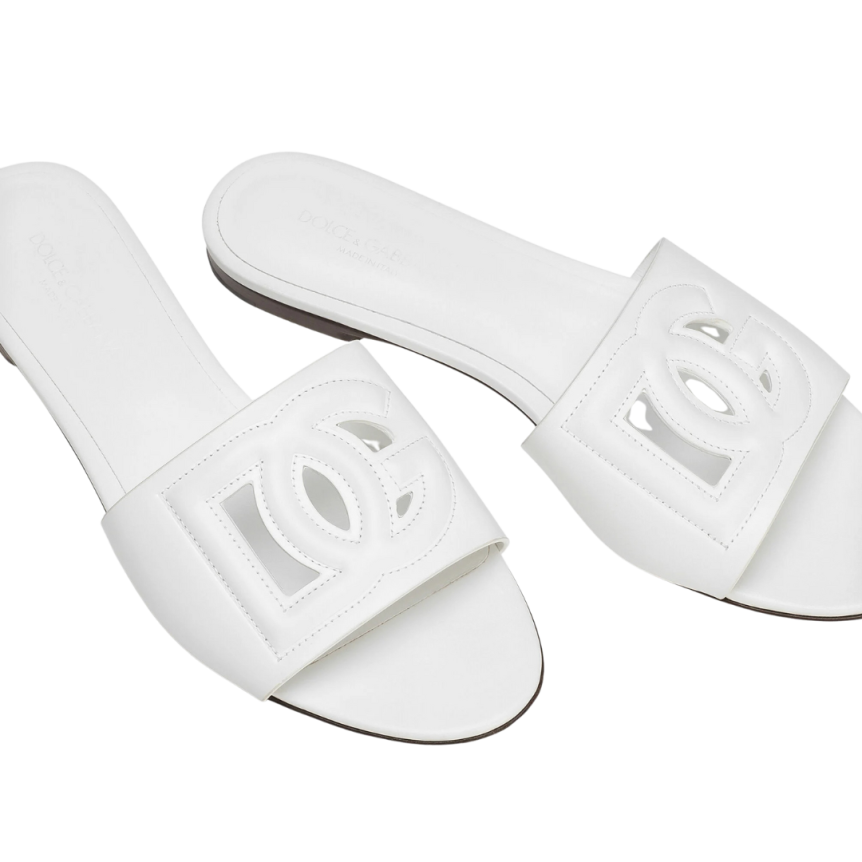 Mules DOLCE & GABBANA cuir veau blanc logo DG