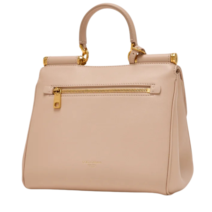 Sac porté main DOLCE & GABBANA My Sicily Petit cuir veau plongé rose poudré charms bandoulière