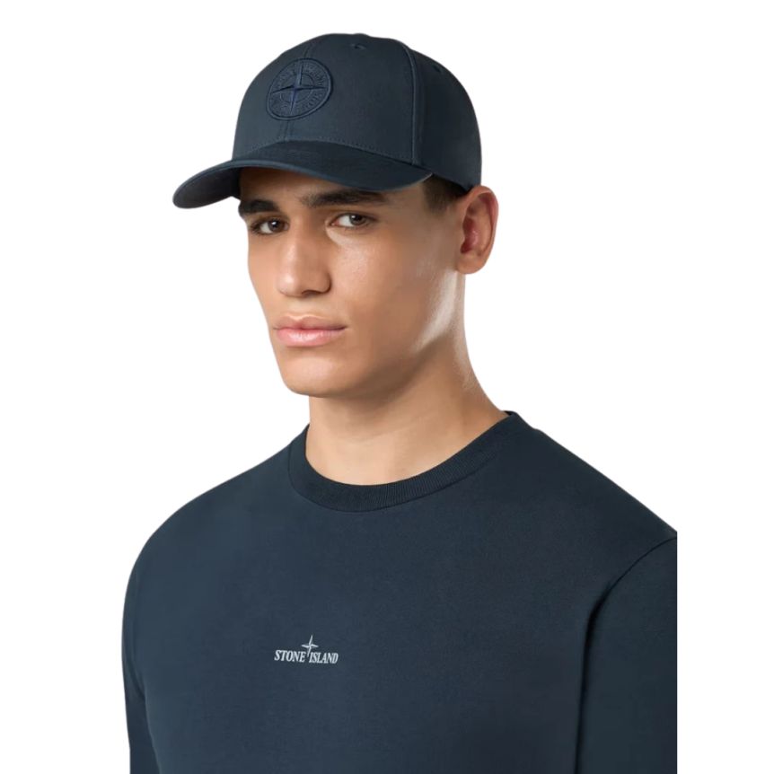Casquette STONE ISLAND coton bleu marine broderie logo