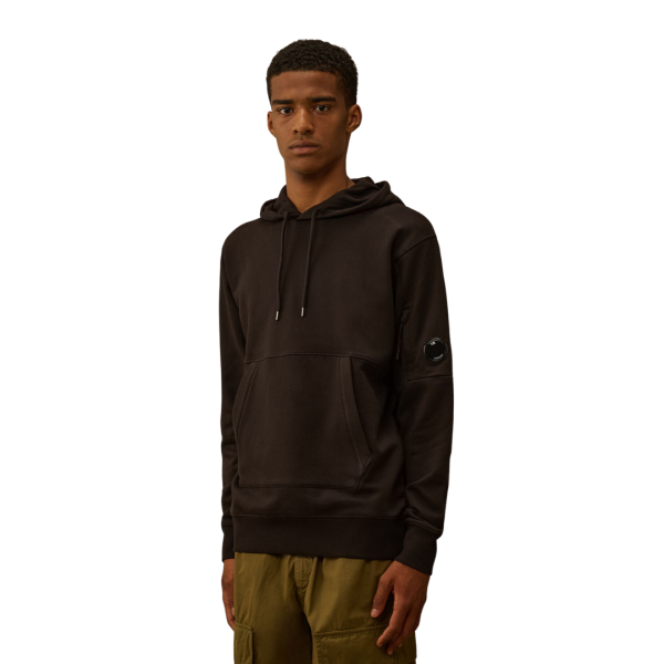 Sweat à capuche CP COMPANY polaire motif diagonal relief coton noir