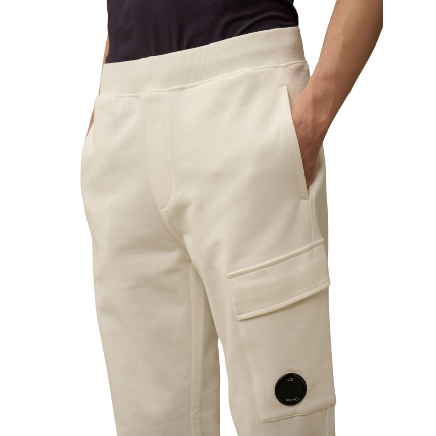 Pantalon survêtement CP COMPANY cargo coton gaze diagonal blanc