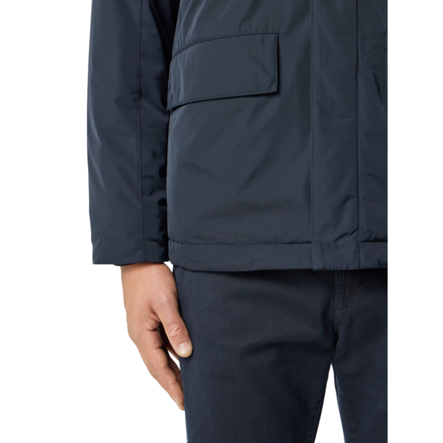 Veste à capuche STONE ISLAND Field jacket nylon rembourré déperlant bleu marine poches pression