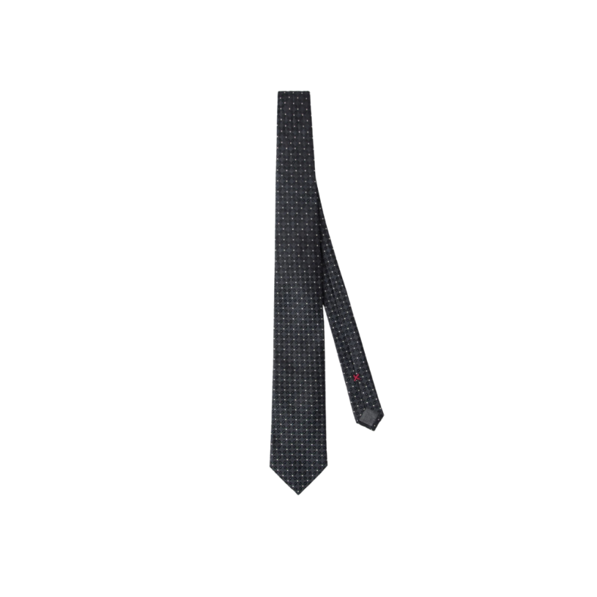 Cravate BRUNELLO CUCINELLI soie micro motif gris