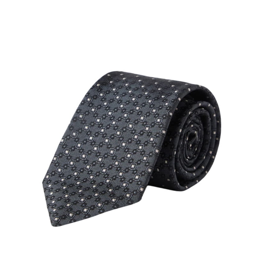 Cravate BRUNELLO CUCINELLI soie micro motif gris