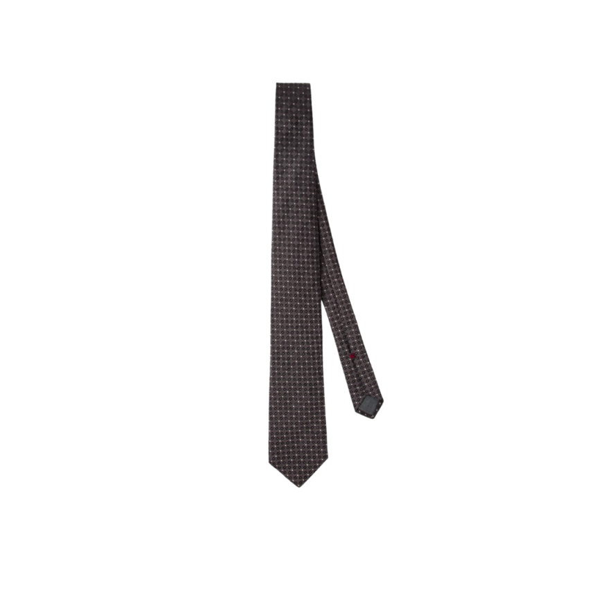 Cravate BRUNELLO CUCINELLI soie micro motif marron chocolat