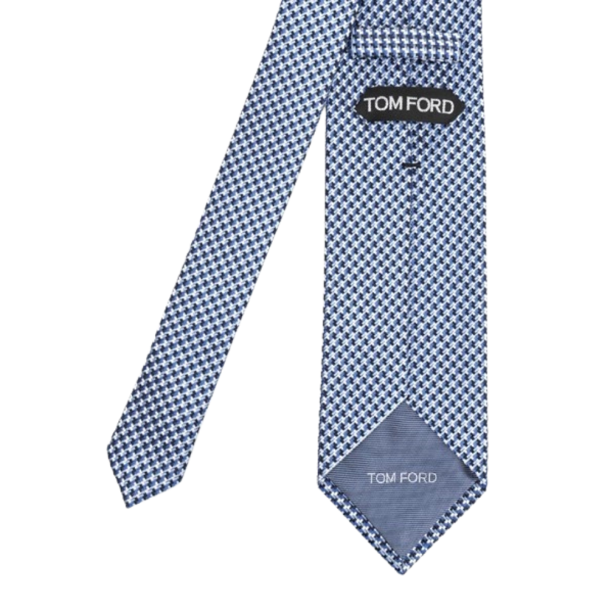 Cravate TOM FORD soie micro motif bleu