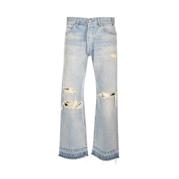 Jean large CELINE coton denim bleu clair dechirures
