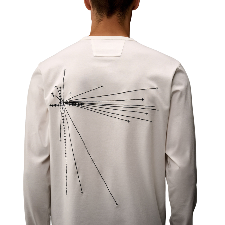 T-shirt col rond CP COMPANY coton blanc Gratte ciel dos Metropolis Collection