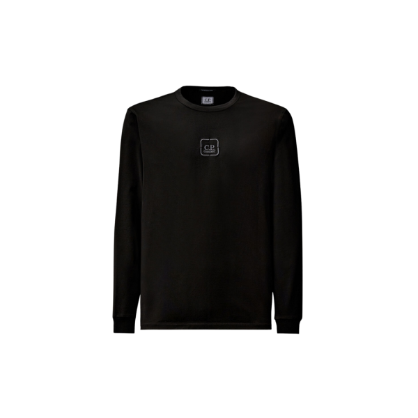 T-shirt col rond CP COMPANY coton noir Gratte ciel dos Metropolis Collection