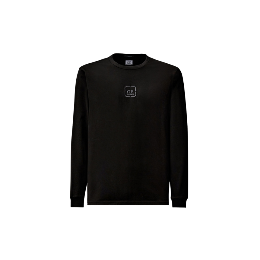 T-shirt col rond CP COMPANY coton noir Gratte ciel dos Metropolis Collection