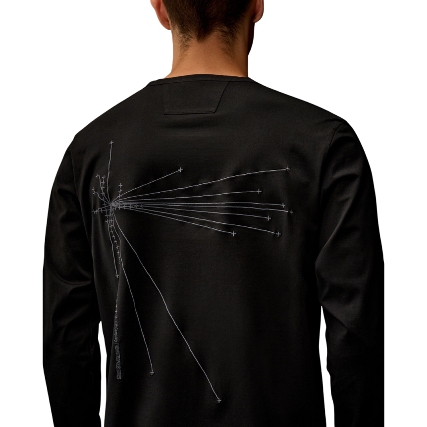 T-shirt col rond CP COMPANY coton noir Gratte ciel dos Metropolis Collection