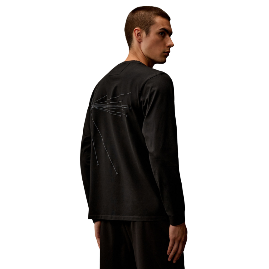 T-shirt col rond CP COMPANY coton noir Gratte ciel dos Metropolis Collection