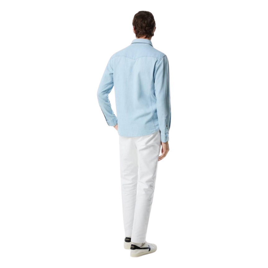 Chemise TOM FORD Western coton jean bleu ciel poche plaquée bouton nacre