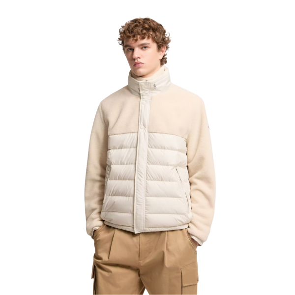 Doudoune courte MONCLER Mistral polaire teddy beige