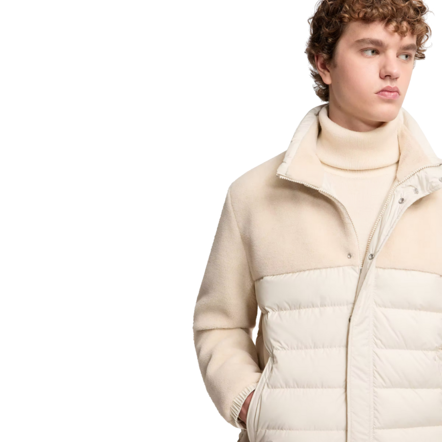Doudoune courte MONCLER Mistral polaire teddy beige