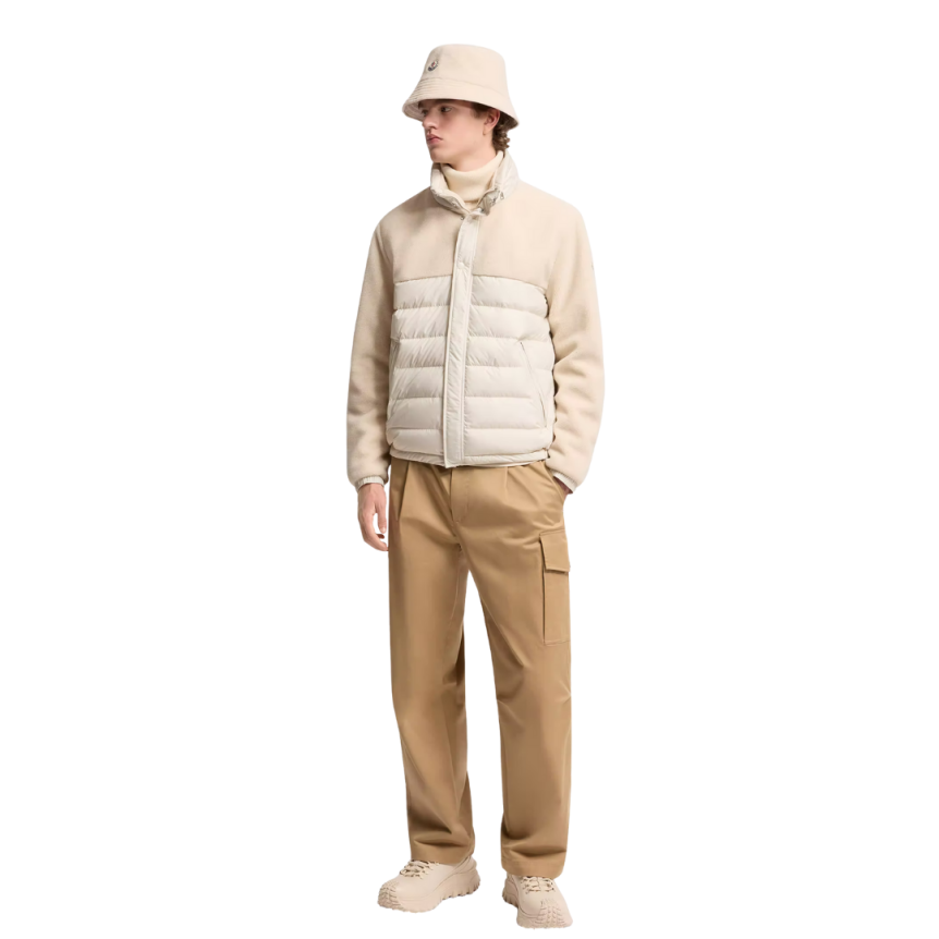 Doudoune courte MONCLER Mistral polaire teddy beige