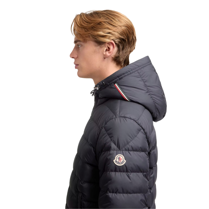 Doudoune sans manches MONCLER Marseillan nylon noir capuche liseret tricolore