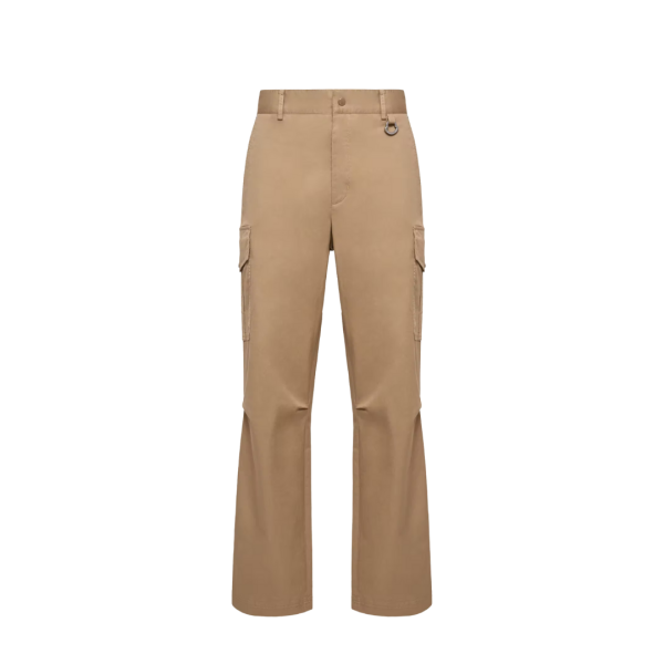 Pantalon cargo MONCLER gabardine de coton mélangé camel