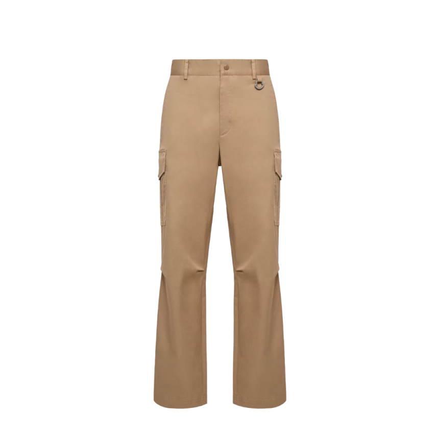 Pantalon cargo MONCLER gabardine de coton mélangé camel