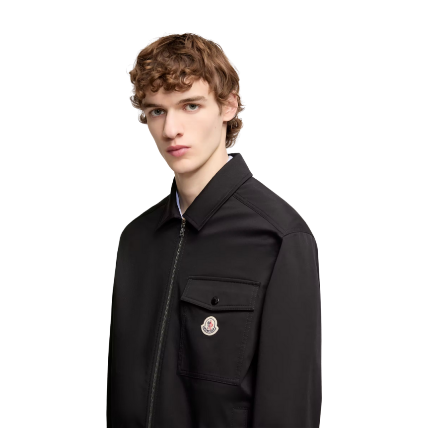 Surchemise zippée MONCLER gabardine de coton mélangé noir